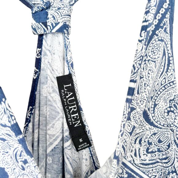 Lauren Ralph Lauren Blue Printed Dress Sz M - Picture 2 of 6